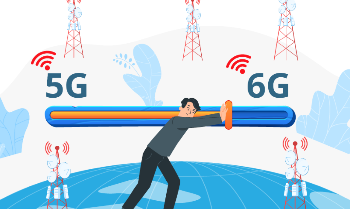 Image illustrating the evolution from 4G to 5G networks, highlighting advancements in connectivity.