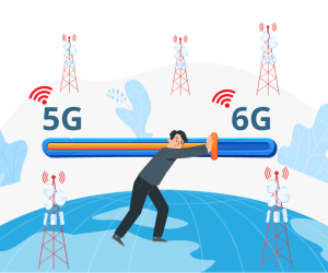 Image illustrating the evolution from 4G to 5G networks highlighting advancements in connectivity